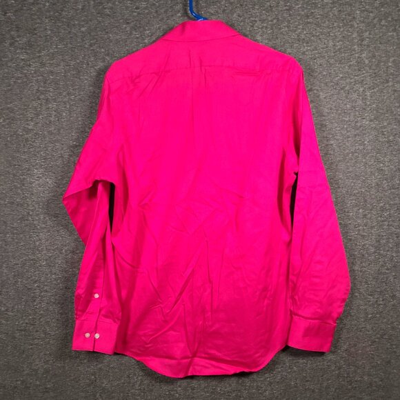 Van Heusen Men's Dress Shirt Fitted Lux Sateen Button Down Collar Hot Pink 15.5 - Picture 9 of 12